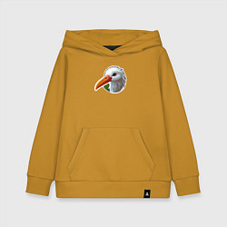 Толстовка детская хлопковая Голова чено белого аиста, цвет: горчичный