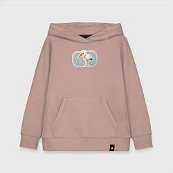 Толстовка детская хлопковая Птенец черно белого аиста, цвет: пыльно-розовый