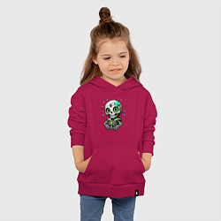 Толстовка детская хлопковая Скелет и звёзды зелёный, цвет: маджента — фото 2