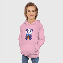 Толстовка детская хлопковая Drinking panda, цвет: светло-розовый — фото 2