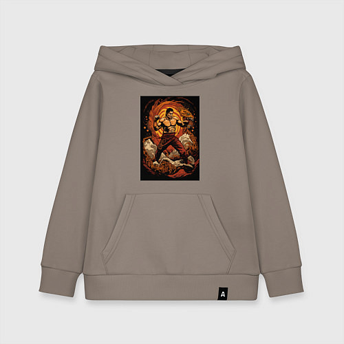 Детская толстовка-худи Муай Тай боец / Утренний латте – фото 1