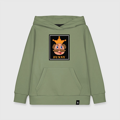 Детская толстовка-худи Веселый король смайликов - Funny king emoji / Авокадо – фото 1