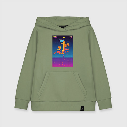 Детская толстовка-худи Синтвейв тетрис / Авокадо – фото 1