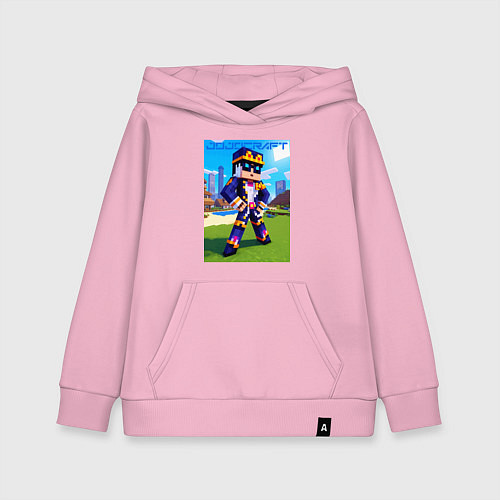 Детская толстовка-худи Jotaro Kujo and Minecraft - collaboration / Светло-розовый – фото 1