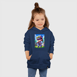 Толстовка детская хлопковая Джотаро Куджо и Майнкрафт - коллаба нейросеть, цвет: тёмно-синий — фото 2