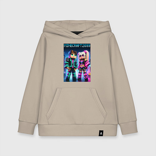 Детская толстовка-худи Барби и Кен - коллаборация с Майнкрафт / Миндальный – фото 1