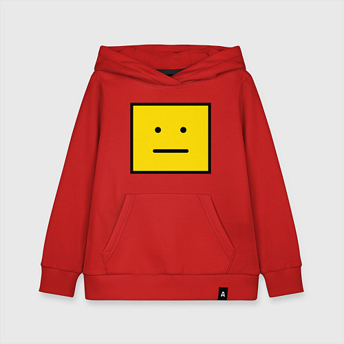 Детская толстовка-худи Квадратный смайлик / Красный – фото 1