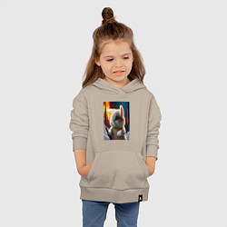 Толстовка детская хлопковая Заяц в огненном лесу, цвет: миндальный — фото 2