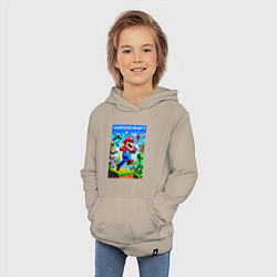 Толстовка детская хлопковая Mario in Minecraft - ai art collaboration, цвет: миндальный — фото 2