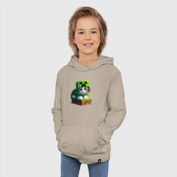 Толстовка детская хлопковая Kitten creeper collaboration - ai art, цвет: миндальный — фото 2
