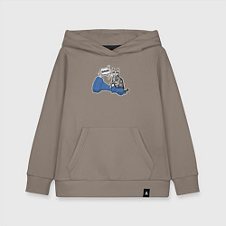 Толстовка детская хлопковая Кошка Баунти и шахматный слон, цвет: утренний латте