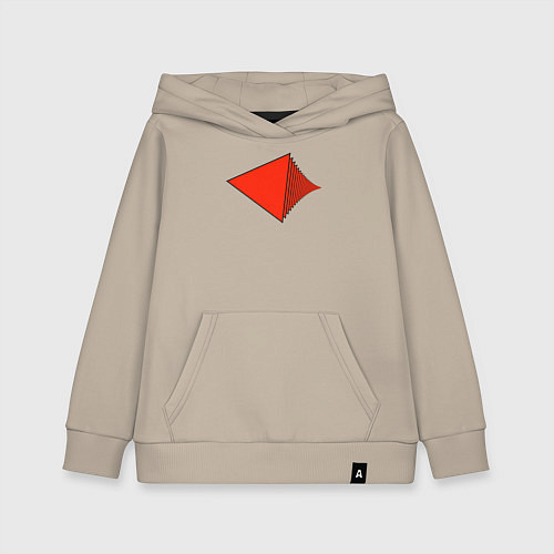 Детская толстовка-худи Красные треугольники в перспективе / Миндальный – фото 1