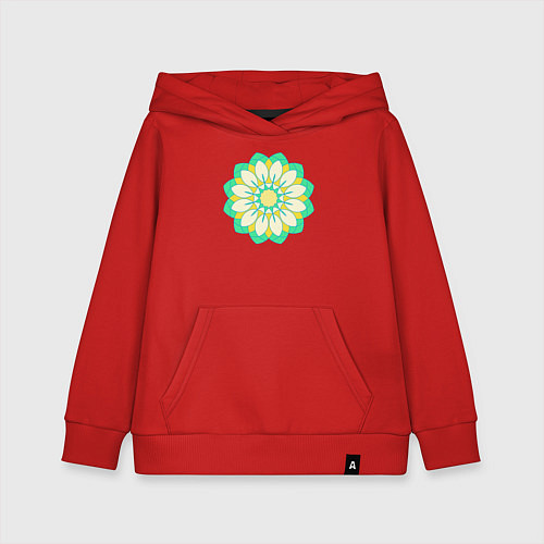 Детская толстовка-худи Мандала зеленых оттенков / Красный – фото 1