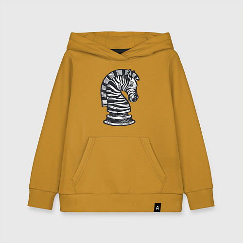 Детская толстовка-худи Шахматная зебра / Горчичный – фото 1