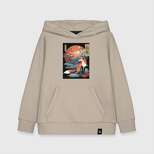 Детская толстовка-худи Лиса в японском стиле / Миндальный – фото 1