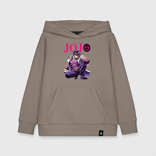Детская толстовка-худи Джотаро Куджо - нейросеть / Утренний латте – фото 1