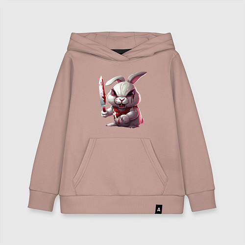 Детская толстовка-худи Зайчик Маньяк / Пыльно-розовый – фото 1