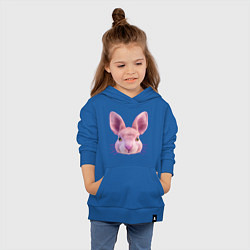 Толстовка детская хлопковая Розовый заяц - портрет кролика, цвет: синий — фото 2
