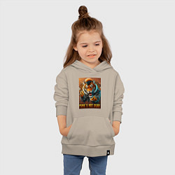 Толстовка детская хлопковая Punks not dead - motto tiger, цвет: миндальный — фото 2