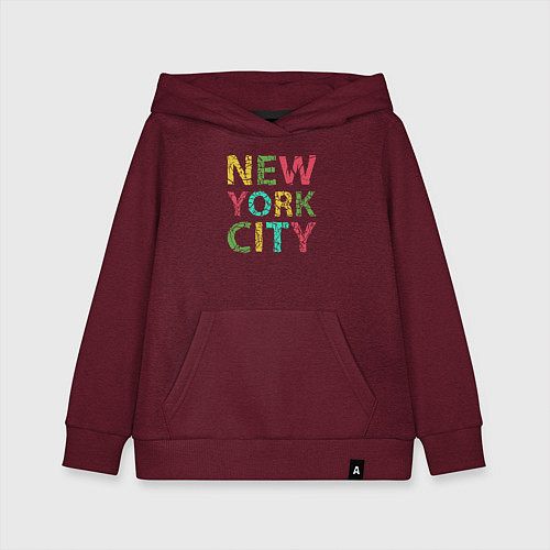 Детская толстовка-худи New York city colors / Меланж-бордовый – фото 1