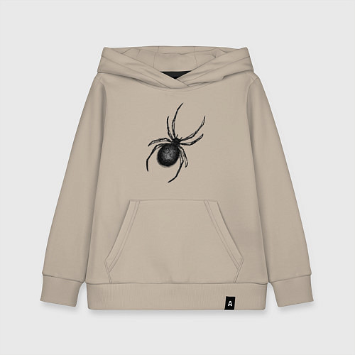 Детская толстовка-худи Черный спайди / Миндальный – фото 1