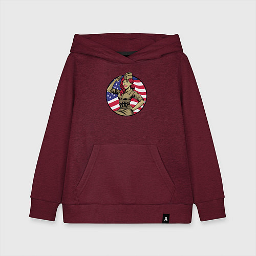 Детская толстовка-худи American girl / Меланж-бордовый – фото 1