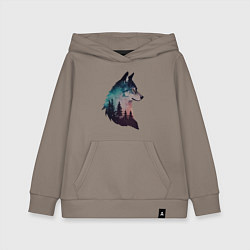 Толстовка детская хлопковая Волк силуэт, цвет: утренний латте