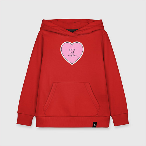 Детская толстовка-худи Cute but psycho pink heart / Красный – фото 1