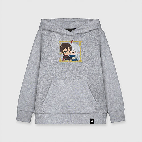 Детская толстовка-худи Арт по аниме о владыке демонов и его жене эльфийке / Меланж – фото 1