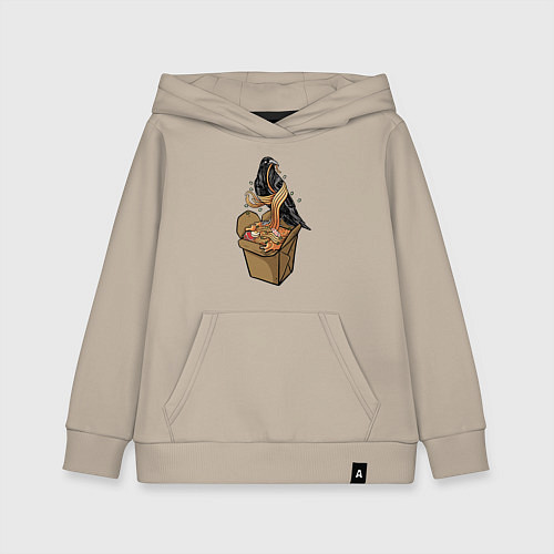Детская толстовка-худи Ворон и лапша / Миндальный – фото 1