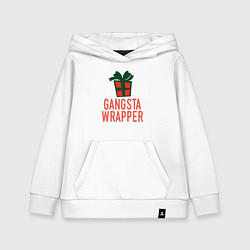 Толстовка детская хлопковая Gangsta wrapper, цвет: белый
