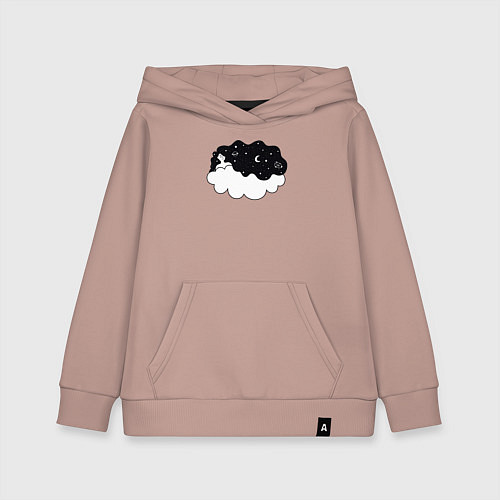 Детская толстовка-худи Космическая девушка на облаке / Пыльно-розовый – фото 1