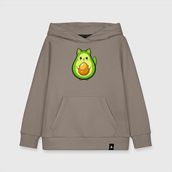 Толстовка детская хлопковая Авокадо кот мем, цвет: утренний латте