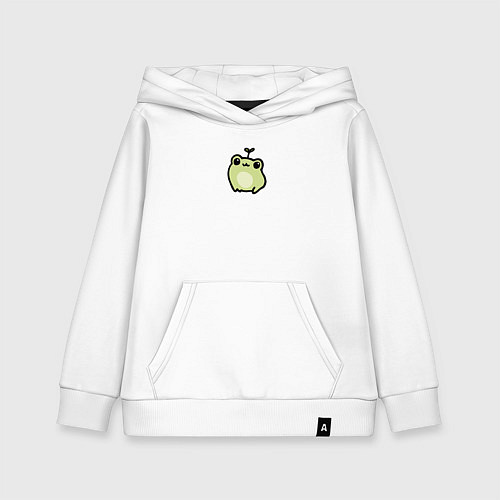 Детская толстовка-худи Милая зеленая лягушка улыбается / Белый – фото 1