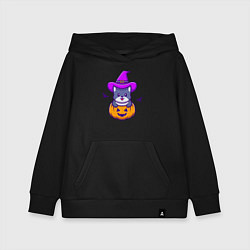 Толстовка детская хлопковая Kitty halloween, цвет: черный