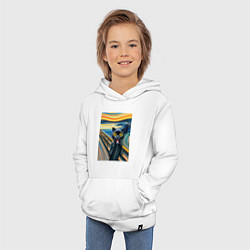 Толстовка детская хлопковая Пантера кричит - мем нейросеть, цвет: белый — фото 2