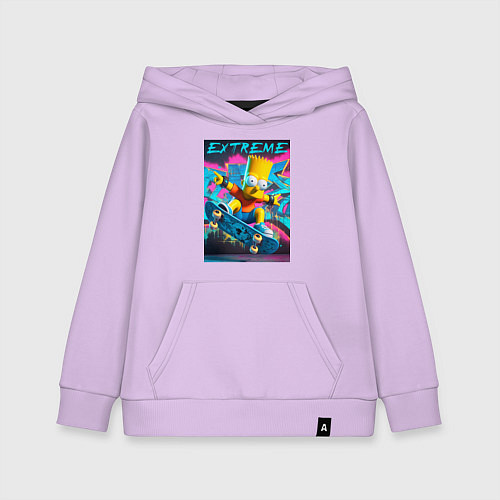 Детская толстовка-худи Барт Симпсон крутой скейтбордист / Лаванда – фото 1