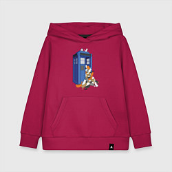 Толстовка детская хлопковая Тардис и котики, цвет: маджента