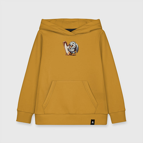 Детская толстовка-худи Гарпия играет на арфе и поет / Горчичный – фото 1