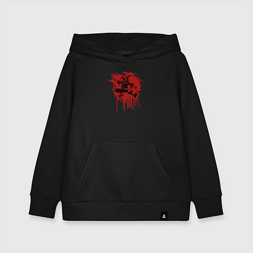 Детская толстовка-худи Жуткий Шут танцует в красных брызгах / Черный – фото 1