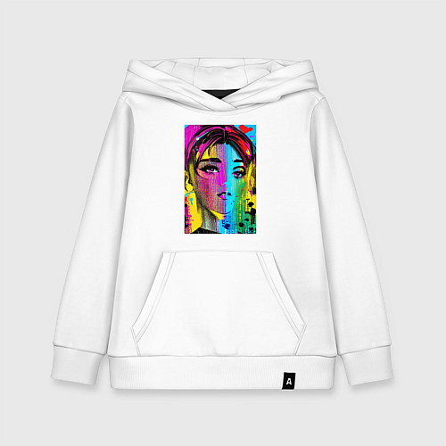 Детская толстовка-худи Портрет девушки - нейросеть / Белый – фото 1