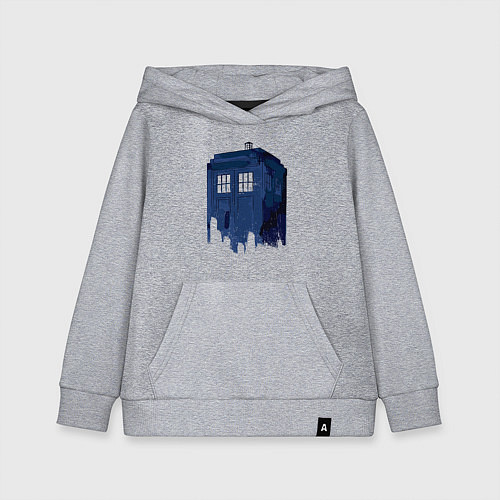 Детская толстовка-худи Будка тардис / Меланж – фото 1
