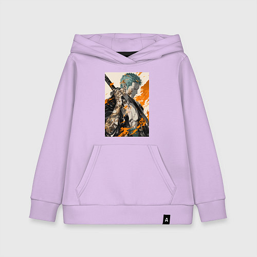 Детская толстовка-худи Ван-Пис Зоро Ророноа фехтовальщик / Лаванда – фото 1