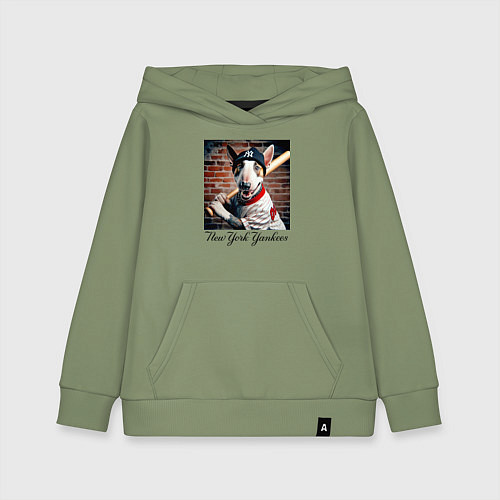 Детская толстовка-худи Bull terrier - New York yankees baseball team / Авокадо – фото 1