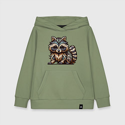 Толстовка детская хлопковая Енот полосатый, цвет: авокадо