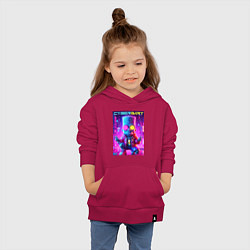 Толстовка детская хлопковая Cyber Bart in metropolis - neon glow, цвет: маджента — фото 2