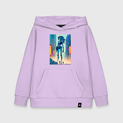 Толстовка детская хлопковая Cyber girl from future - fantasy, цвет: лаванда