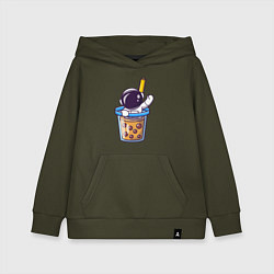 Толстовка детская хлопковая Космонавт в стакане, цвет: хаки