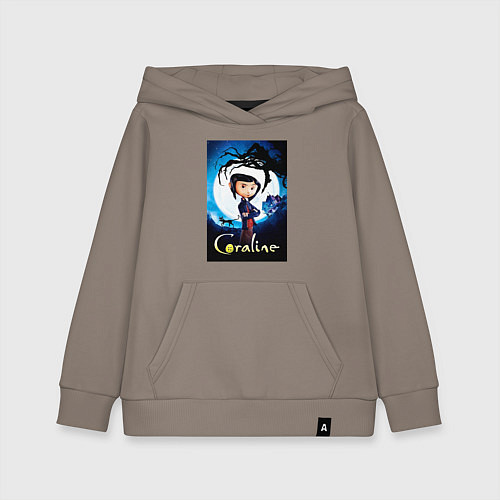 Детская толстовка-худи Coraline Jones and cat / Утренний латте – фото 1