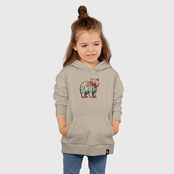 Толстовка детская хлопковая Медведь с надписью, цвет: миндальный — фото 2